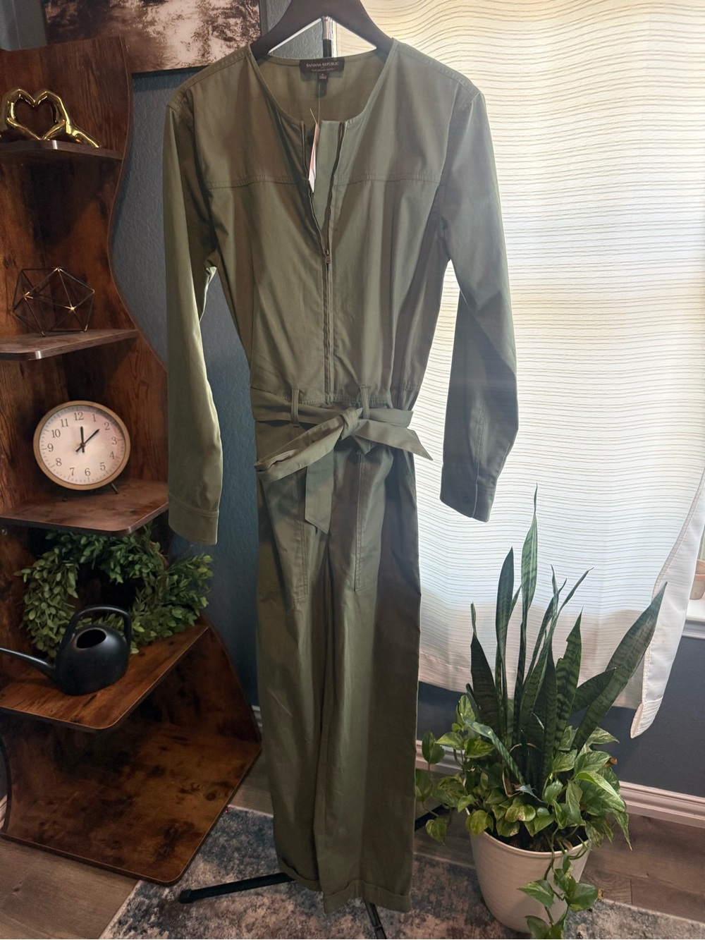 Banana Republic Olive Green Jumpsuit with Button Detail